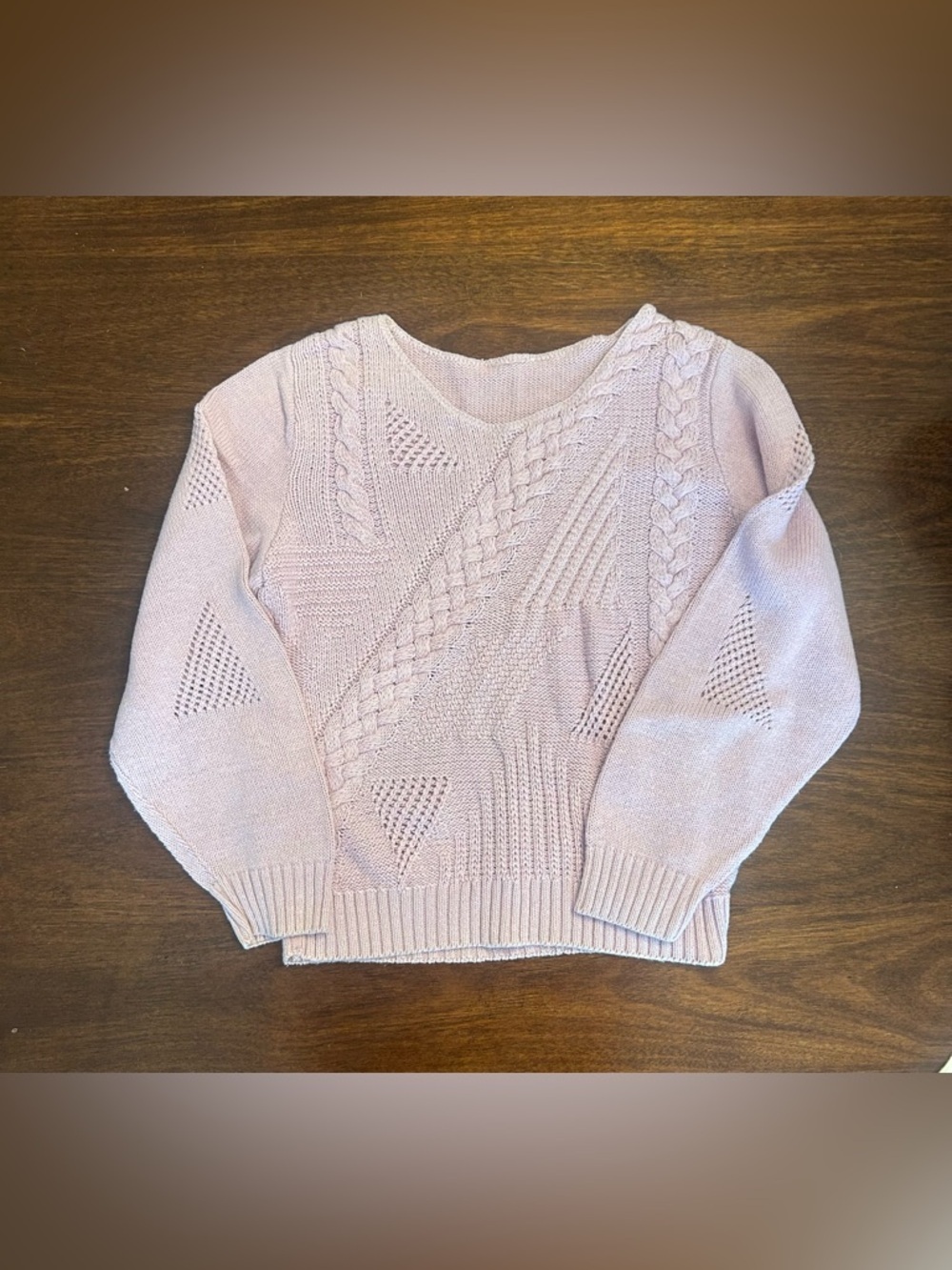 Vintage Soft Lilac Cable-Knit Women's Sweater